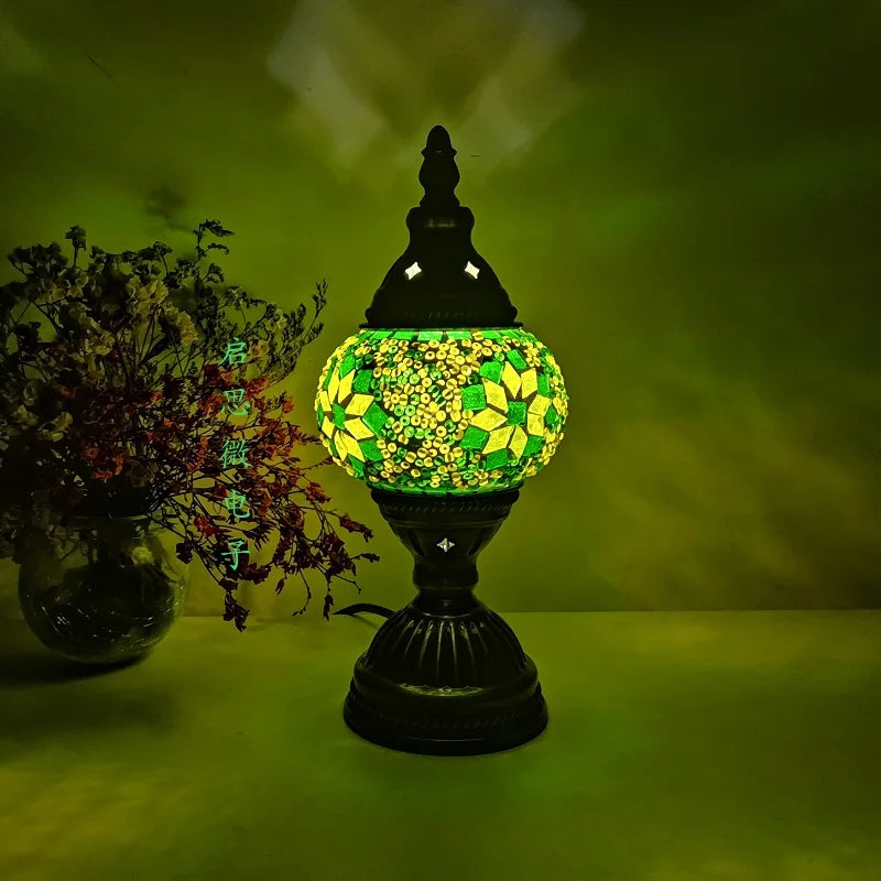 Lampe vintage style turque fait main vert 