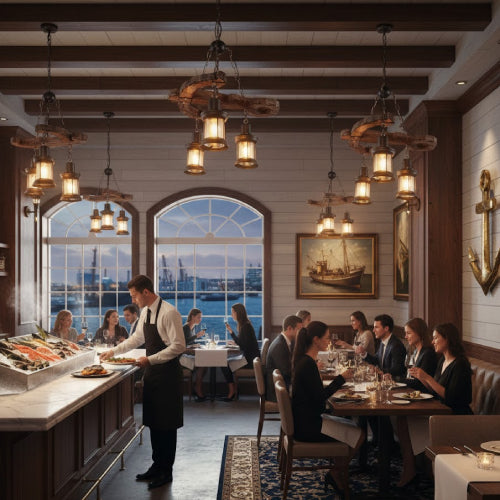 Lampes plafonnier rétro bois restaurant 