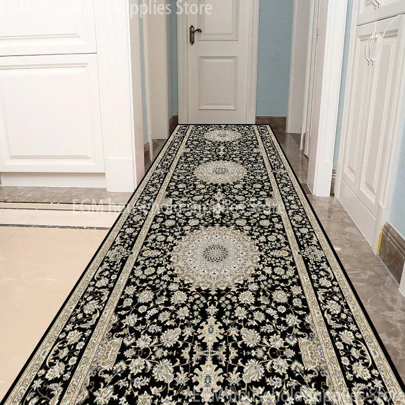 Long tapis de couloir perse vintage  noir 