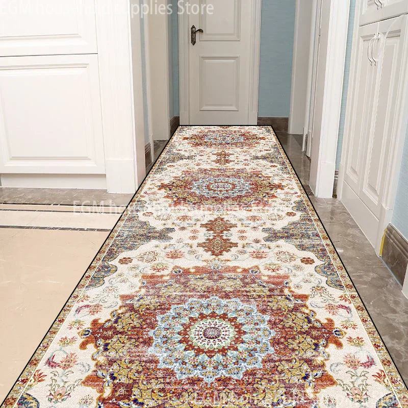 Long tapis de couloir perse vintage  orange 