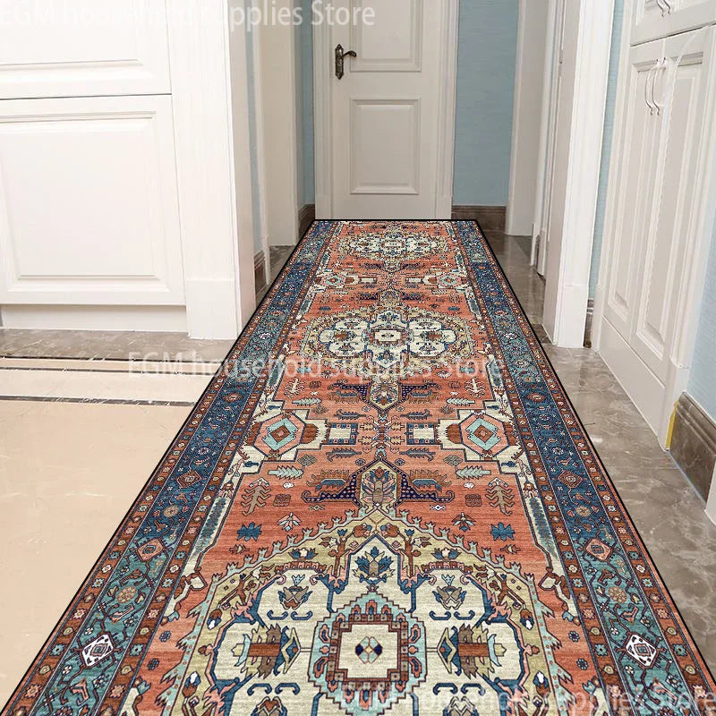 Long tapis de couloir perse vintage  rouge brique 