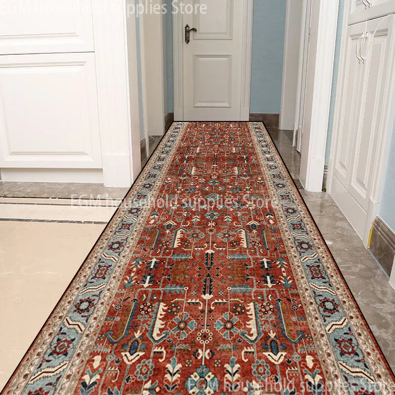 Long tapis de couloir perse vintage  vert 