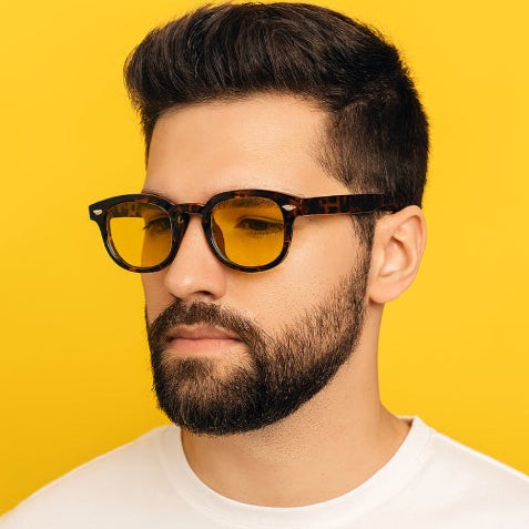 Lunette vintage homme léopard jaune 