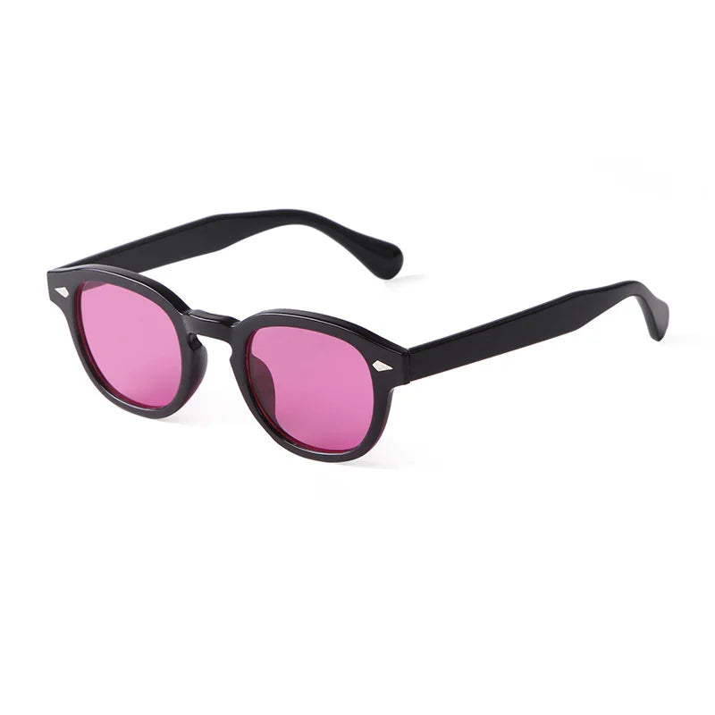 Lunette vintage homme noir verre rose