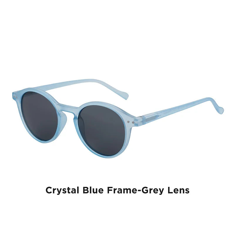 Lunettes de soleil rétro bleu transparent verre noir