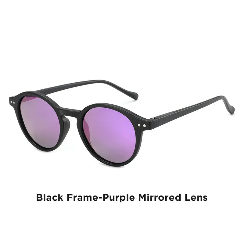 Lunettes de soleil rétro noir verre violet
