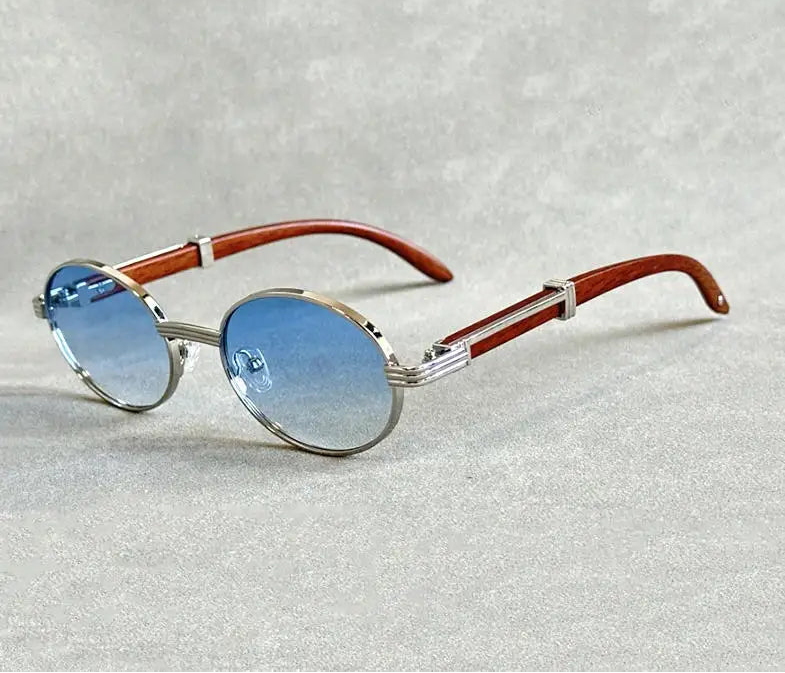 Lunettes design bois vintage bleu 