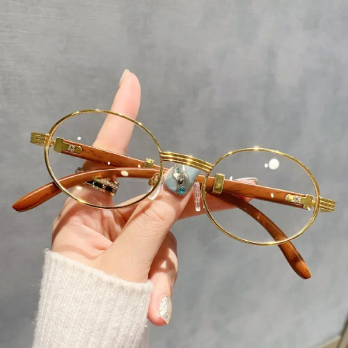 Lunettes design bois vintage or 