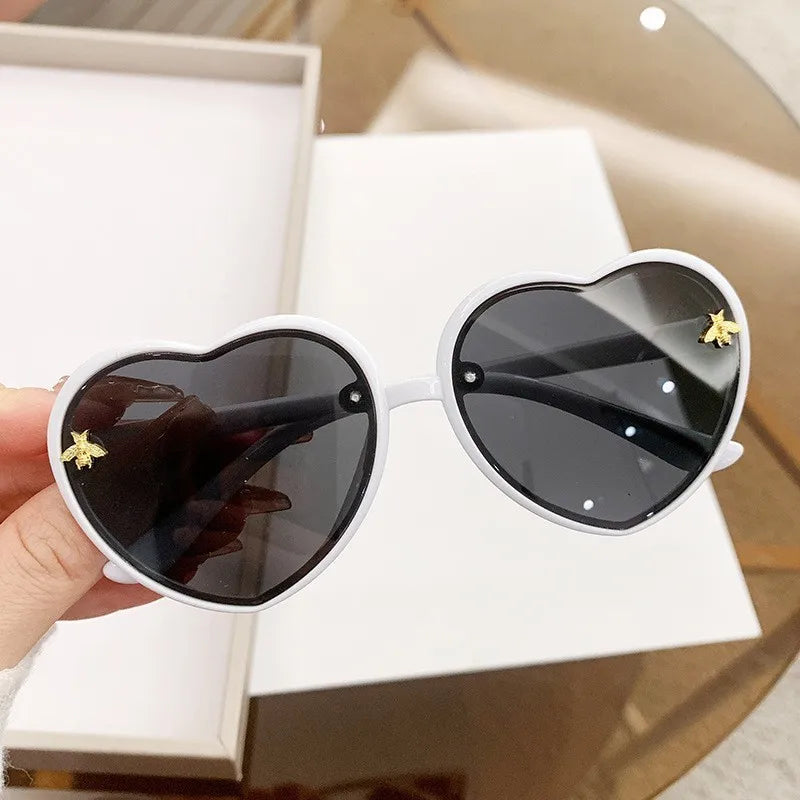 Lunettes en coeur vintage blanc verre noir