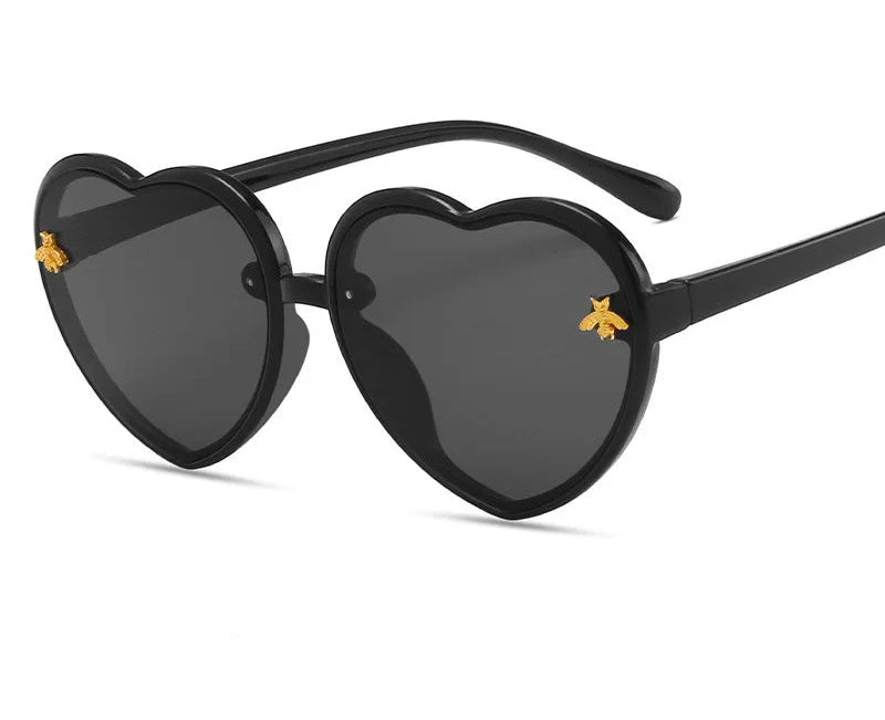 Lunettes en coeur vintage noir verre noir