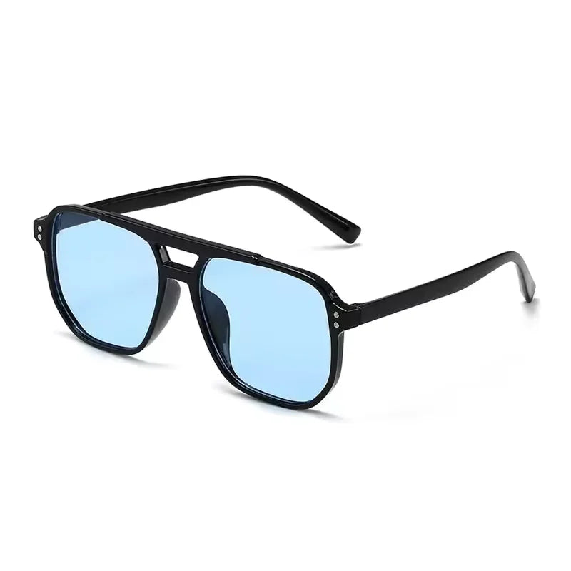 Lunettes femme rétro noir verre bleu