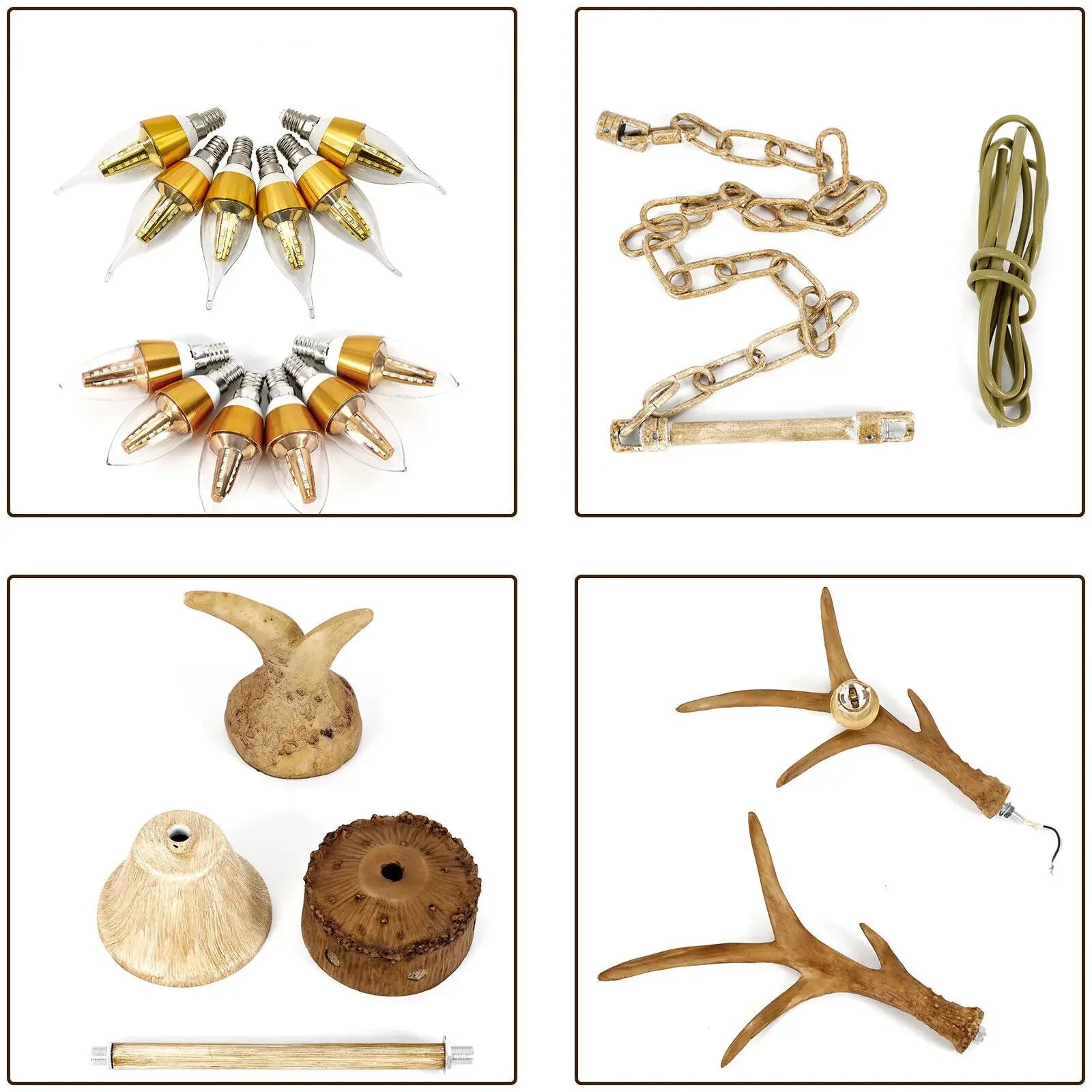 Lustre en bois vintage ampoules 