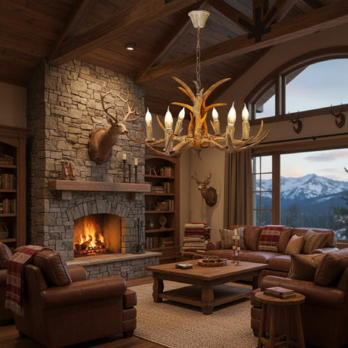 Lustre en bois vintage chalet 