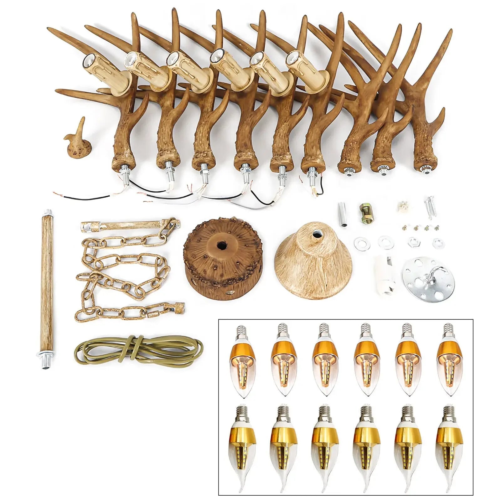 Lustre en bois vintage détails 