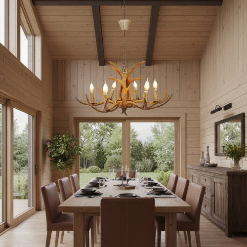 Lustre en bois vintage salle à manger 