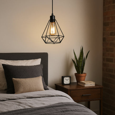 Lustre industriel vintage lit