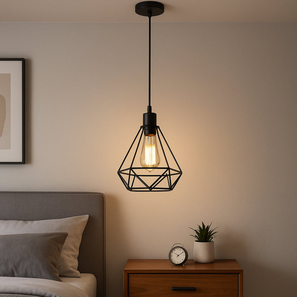 Lustre industriel vintage lit gris