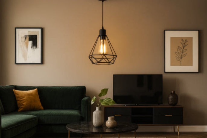 Lustre industriel vintage salon