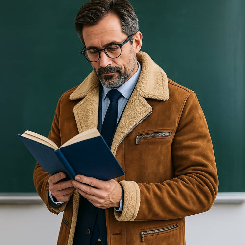 Manteau hiver homme vintage lisant 
