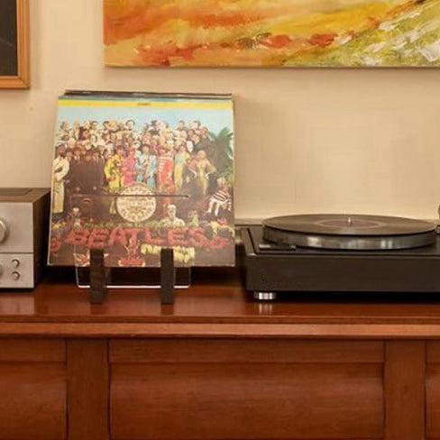 Meuble range vinyle vintage en bois 