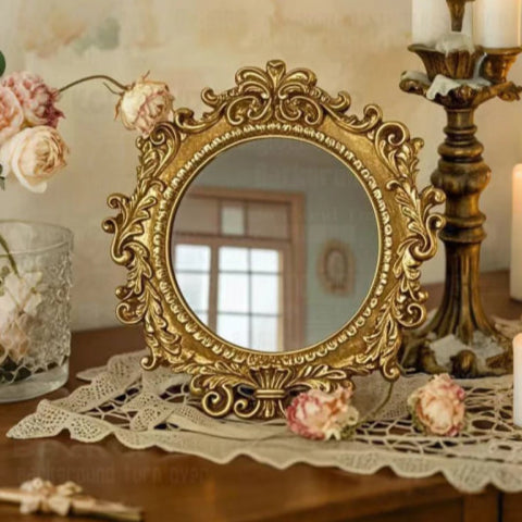 Miroir laiton vintage nappe
