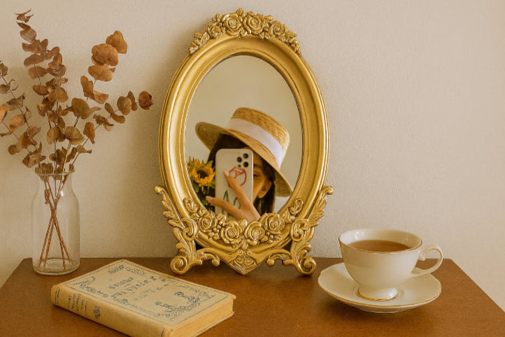 Miroir vintage doré café