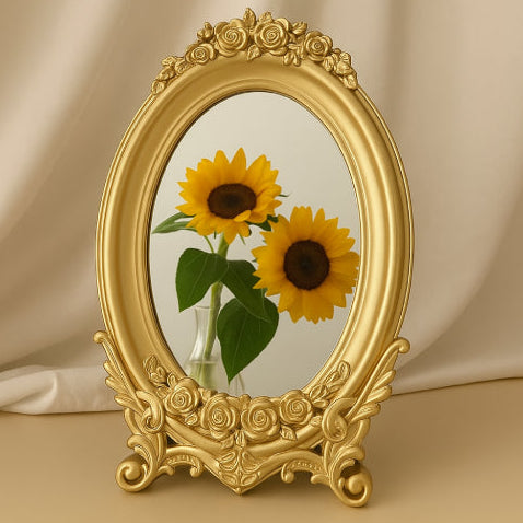 Miroir vintage doré fleur
