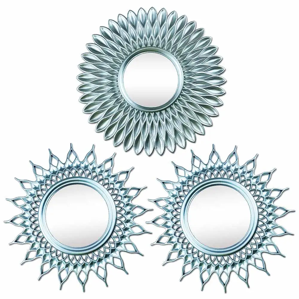Miroir vintage soleil argent chromé