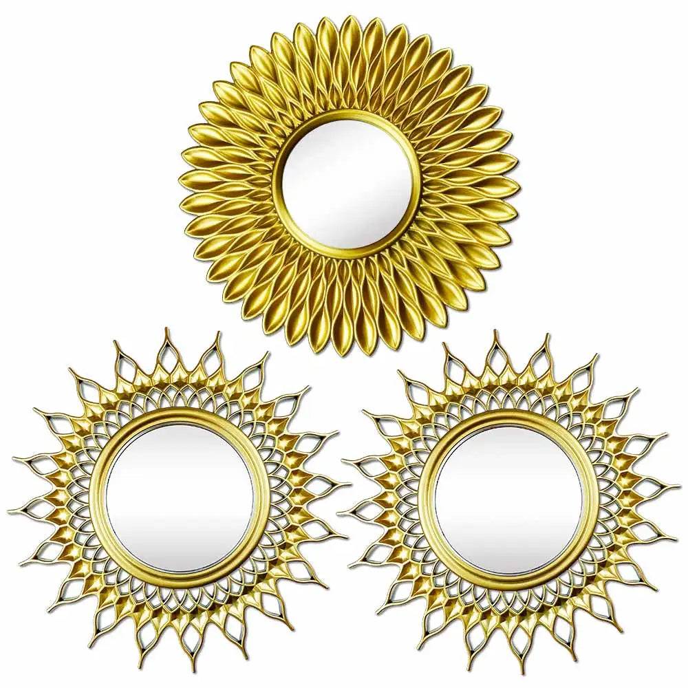 Miroir vintage soleil argent dorée