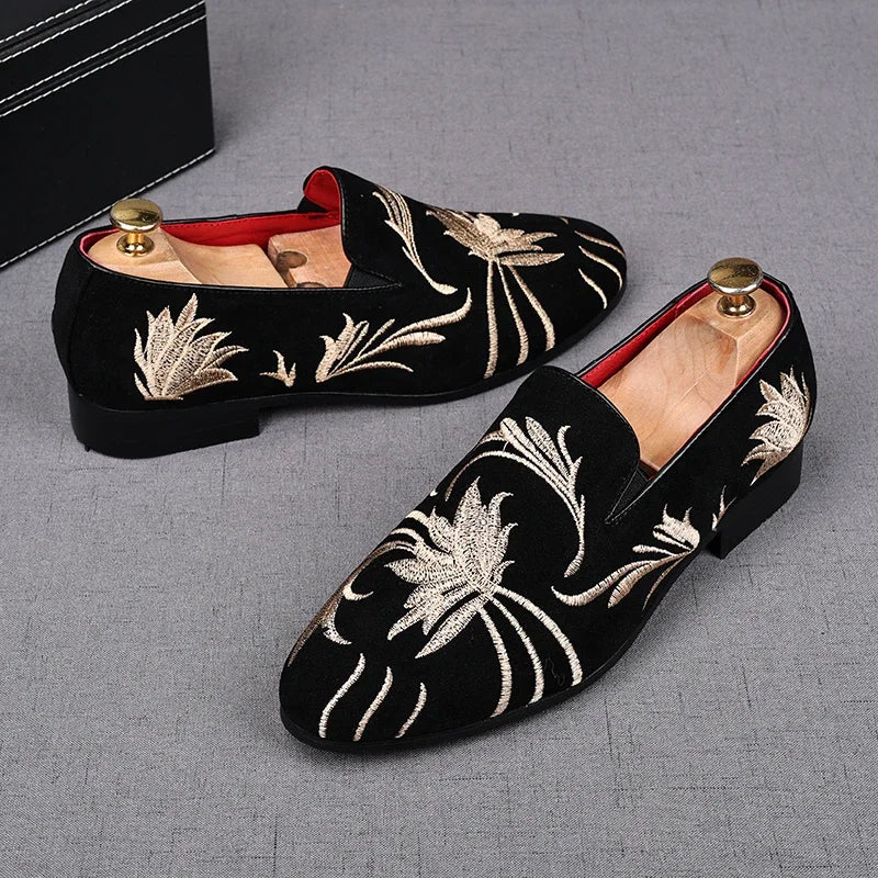 Mocassin homme vintage brodés fond sol
