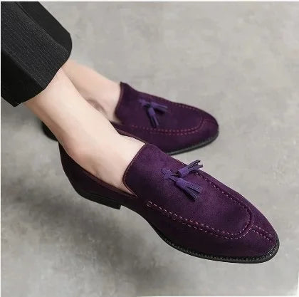 Mocassin vintage homme en daim violet
