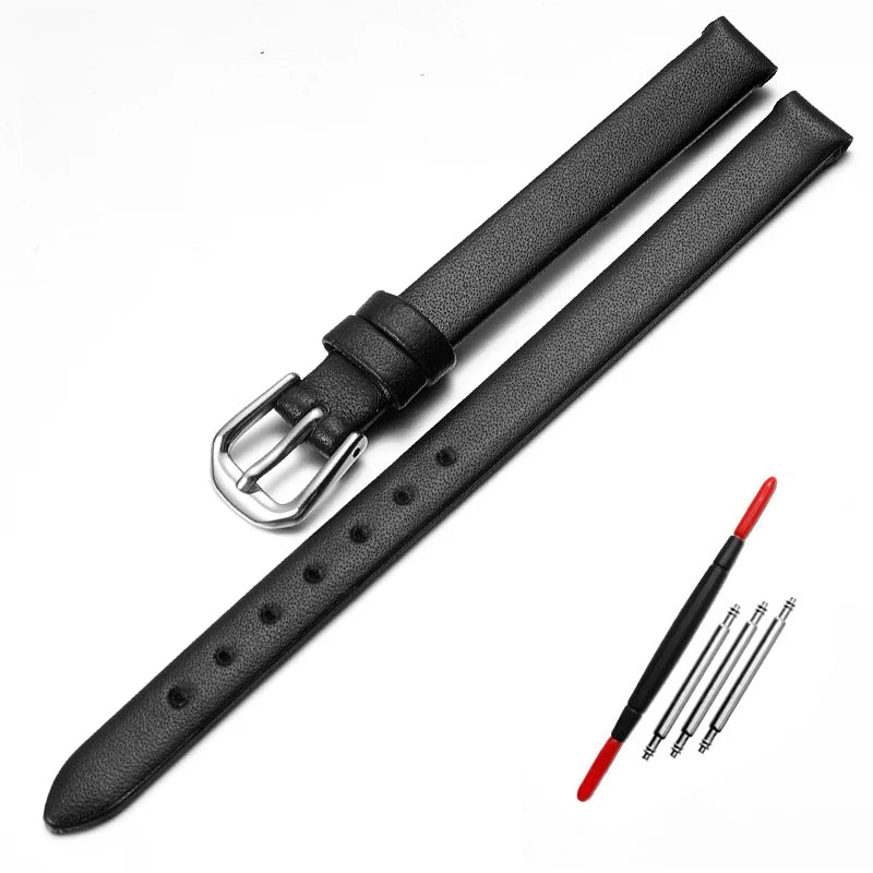 Montre bracelet cuir femme vintage black