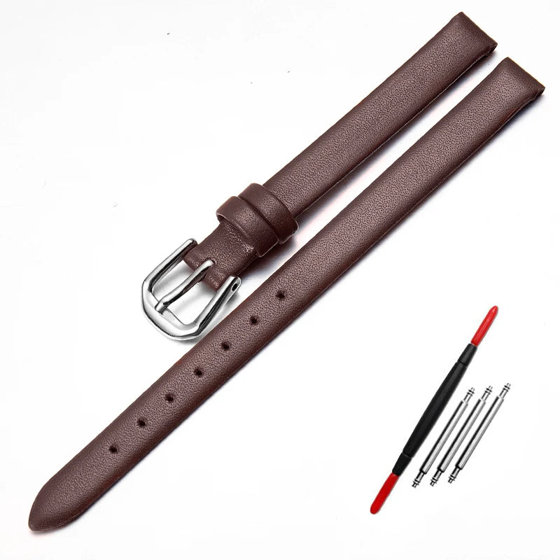 Montre bracelet cuir femme vintage marron argent