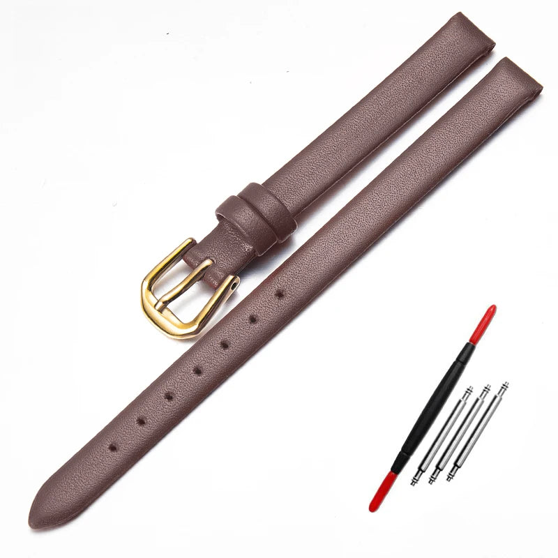 Montre bracelet cuir femme vintage marron doré