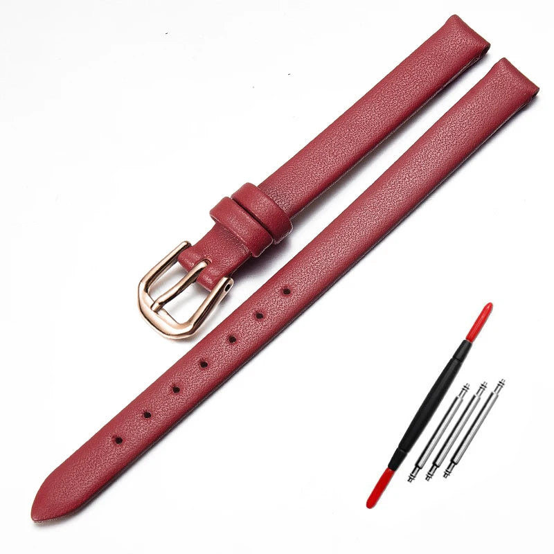Montre bracelet cuir femme vintage rouge