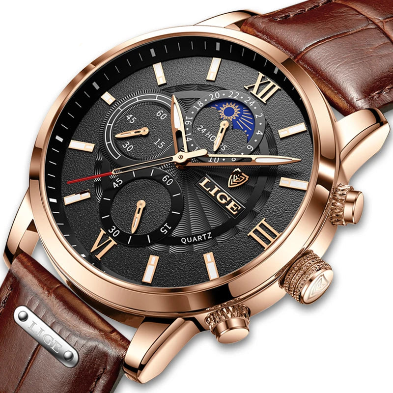 Montre en cuir homme vintage fond blanc