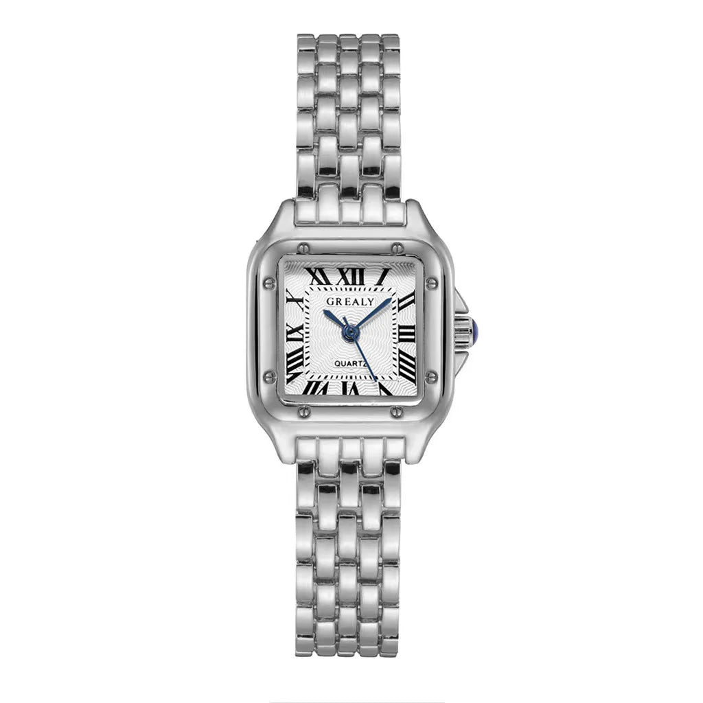 Montre femme vintage style horloge argent 