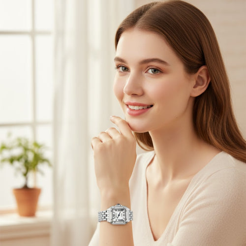 Montre femme vintage style horloge sourire 