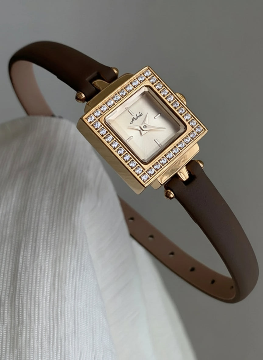 Montre vintage femme haut de gamme chocolat 