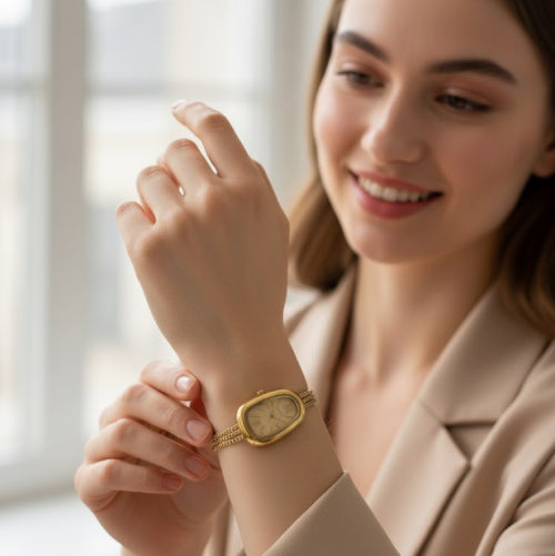 Montre vintage femme haut de gamme ovale 