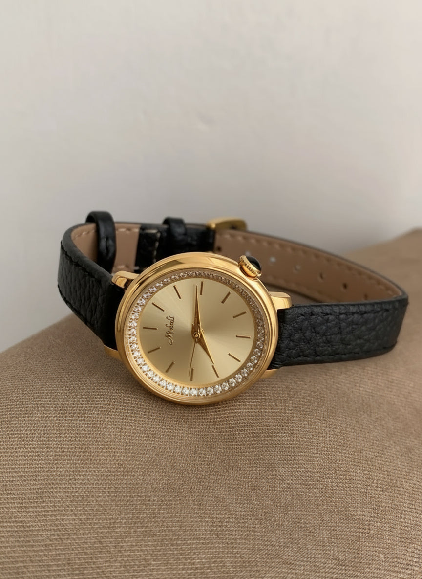 Montre vintage femme luxe noir 