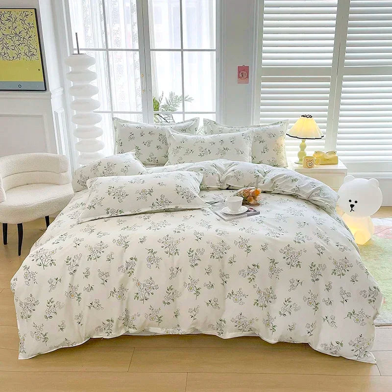 Parure de lit vintage blanc fleur blanc