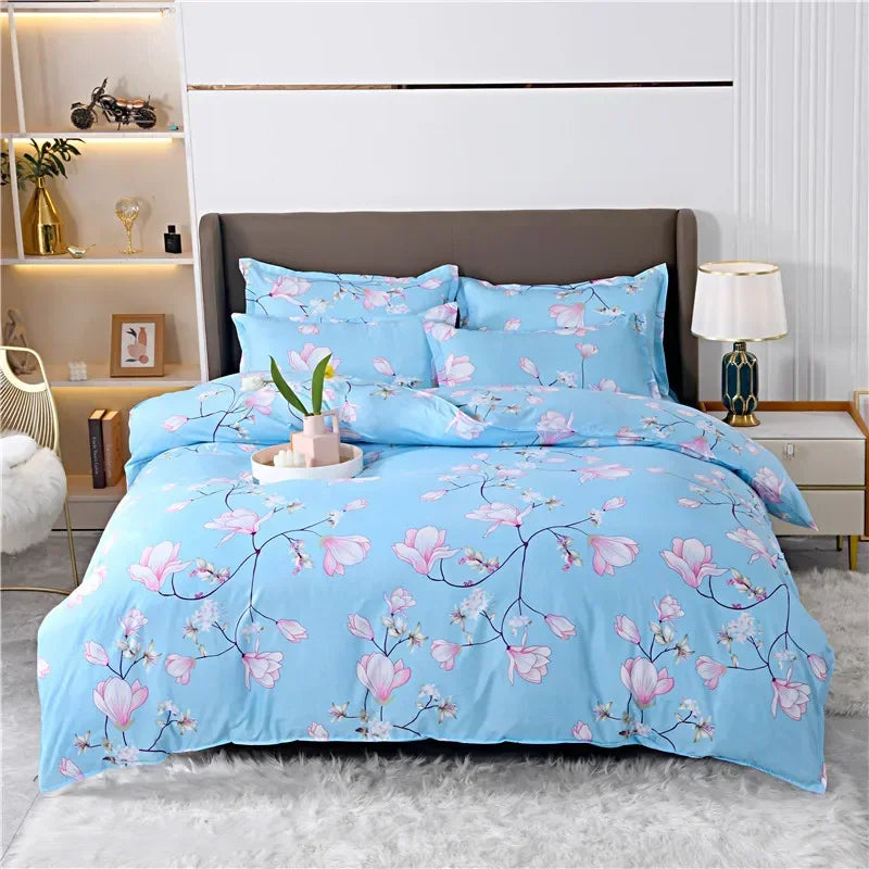 Parure de lit vintage bleu fleur