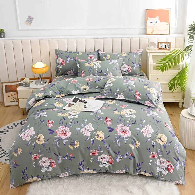 Parure de lit vintage fleur jaune rose