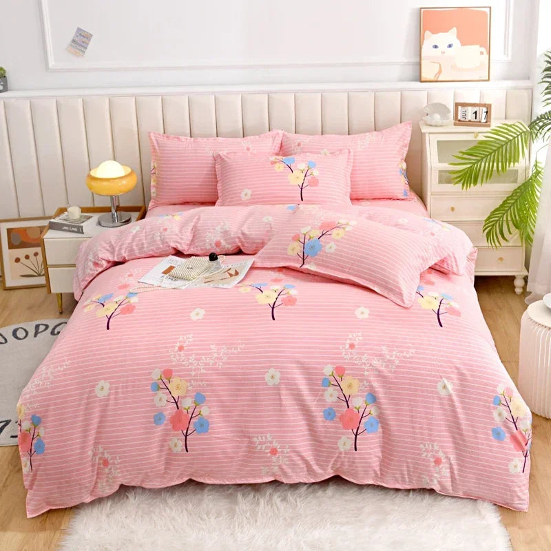 Parure de lit vintage rose fleur branche