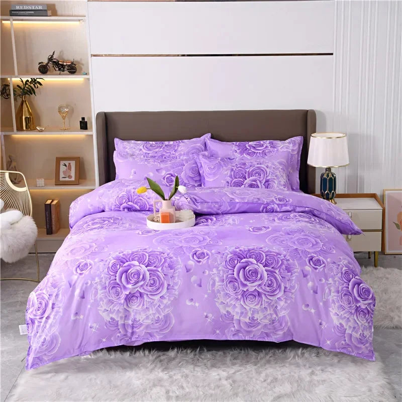 Parure de lit vintage violet rose