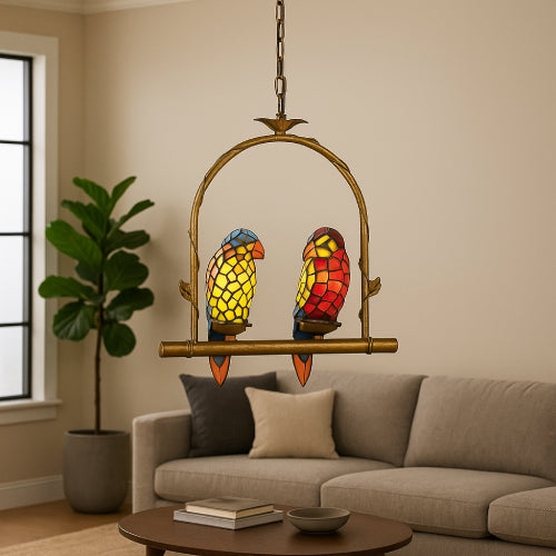 Plafonnier perroquet vintage plante 