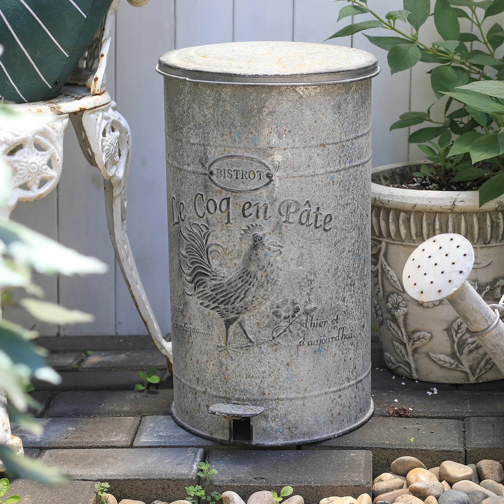 Poubelle vintage cuisine  gris