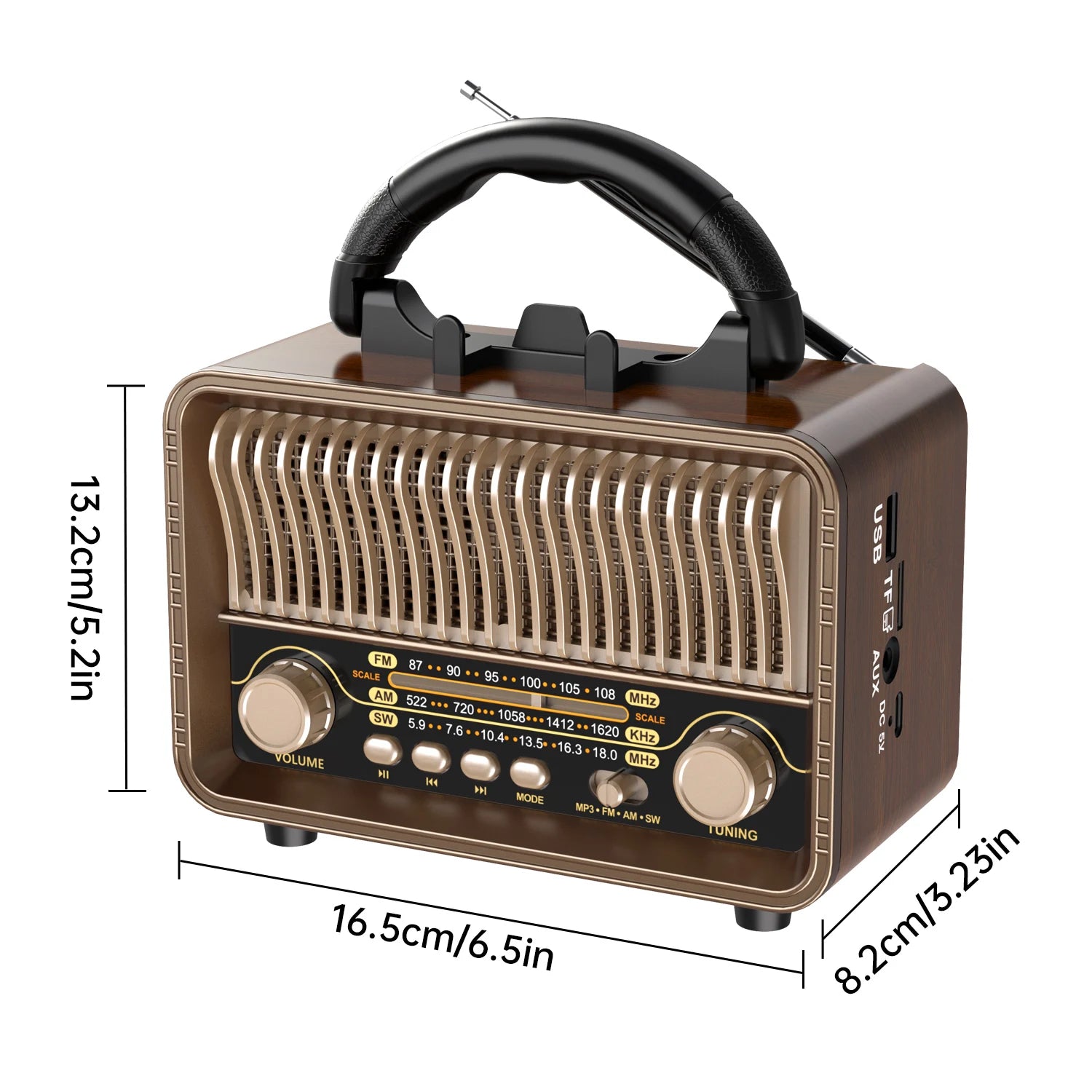 Radio rétro vintage dimension