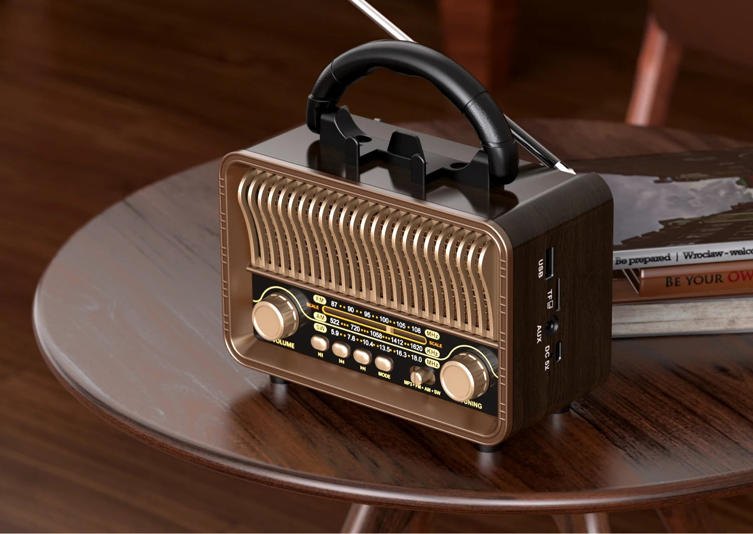 Radio rétro vintage sur table